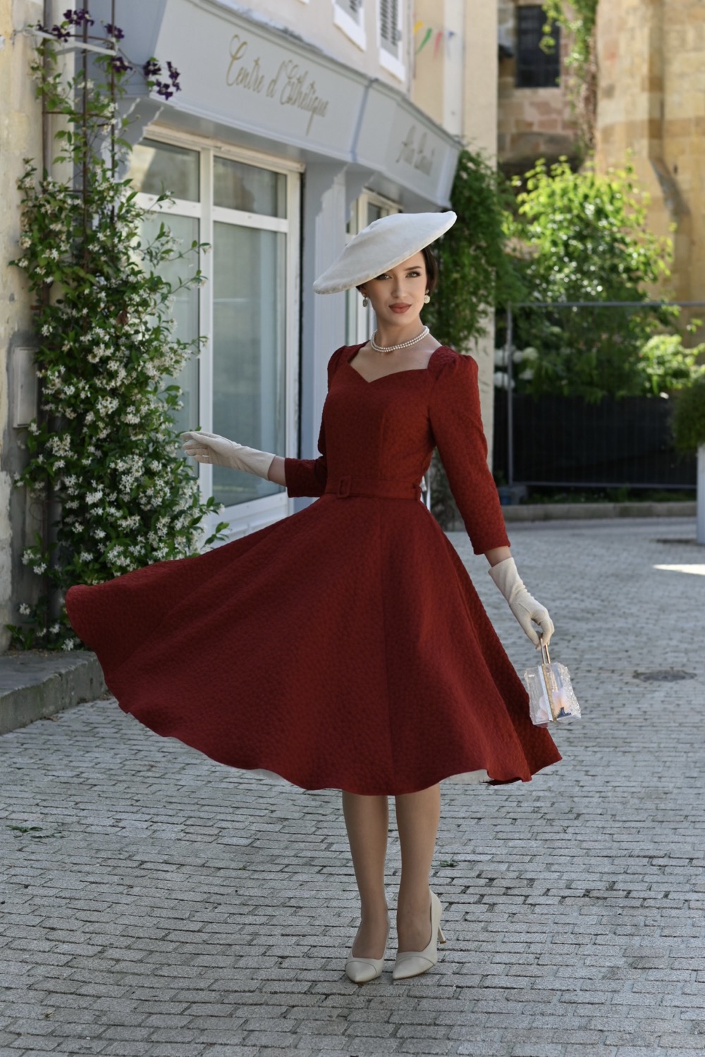 Maple Maroon Floral Swing Dress
